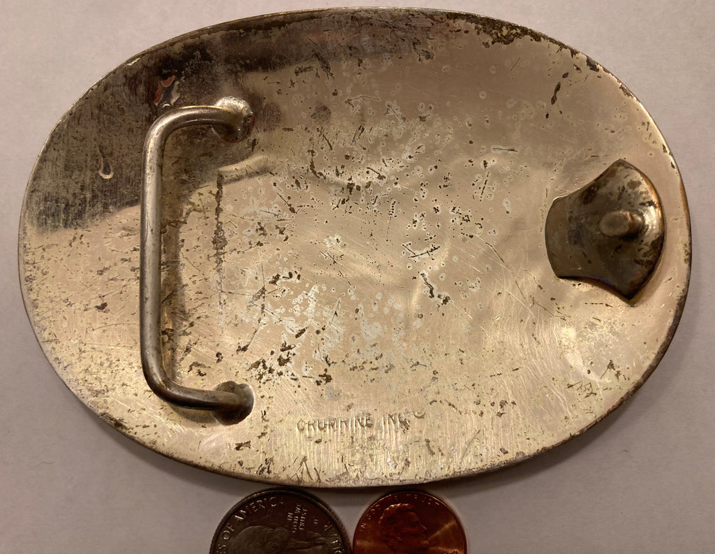 Vintage Metal Belt Buckle, Silver and Brass, Horse, Pony, Nice Western Design, 4 1/4" x 3", Heavy Duty, Quality, Made in USA, Thick Metal, For Belts, Fashion, Shelf Display, Western Wear