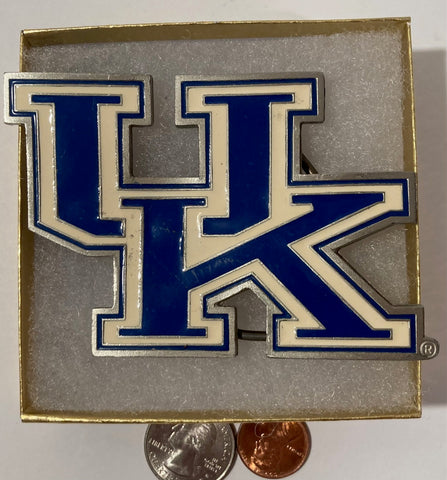 Vintage 2004 Metal Belt Buckle, UK, University of Kentucky, Kentucky Wildcats, Nice Design, 3 34" x 2 1/2", Heavy Duty, Quality, Thick Metal, For Belts, Fashion, Shelf Display, Western Wear, Southwest, Country, Fun, Nice