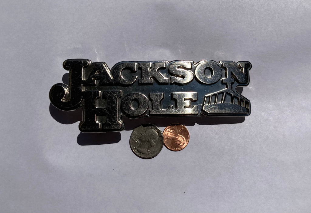 Vintage Metal Belt Buckle, Jackson Hole, Wyoming, Super Heavy Duty, Nice Western Design, 5 1/2" x 2"