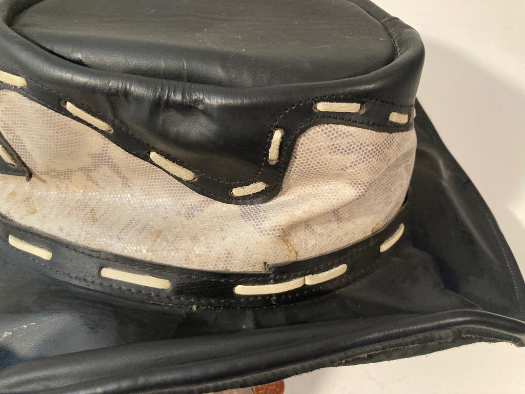 Vintage Cowboy Hat, Black, Leather, Size XXL, Quality, Cowboy, Western Wear, Rancher, Sun Shade, Very Nice Hat