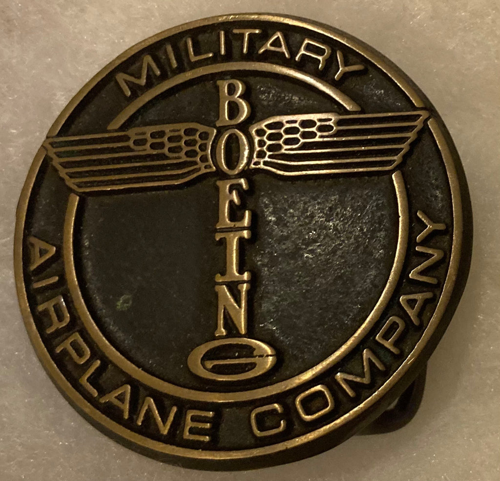 Vintage Metal Belt Buckle, Solid Bronze, Boeing, Military Airplane Company, Aerospace, Engineers, Aircraft, Nice Western Design