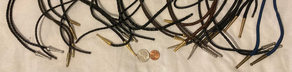 Vintage Lot of 17 Metal Bolo Ties, Nice Designs, Arrowhead, Bear Claws, Saddle, Turquoise