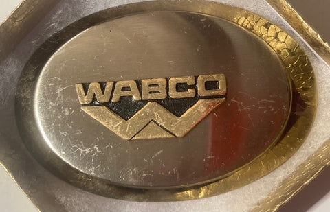 Vintage Metal Belt Buckle, WABCO, Electronic Braking, Stability, Suspension, and Transmission Automation Systems for Heavy Duty Commercial Vehicles Design, 3 3/4" x 2 1/2", Heavy Duty, Quality, Thick Metal, Made in USA