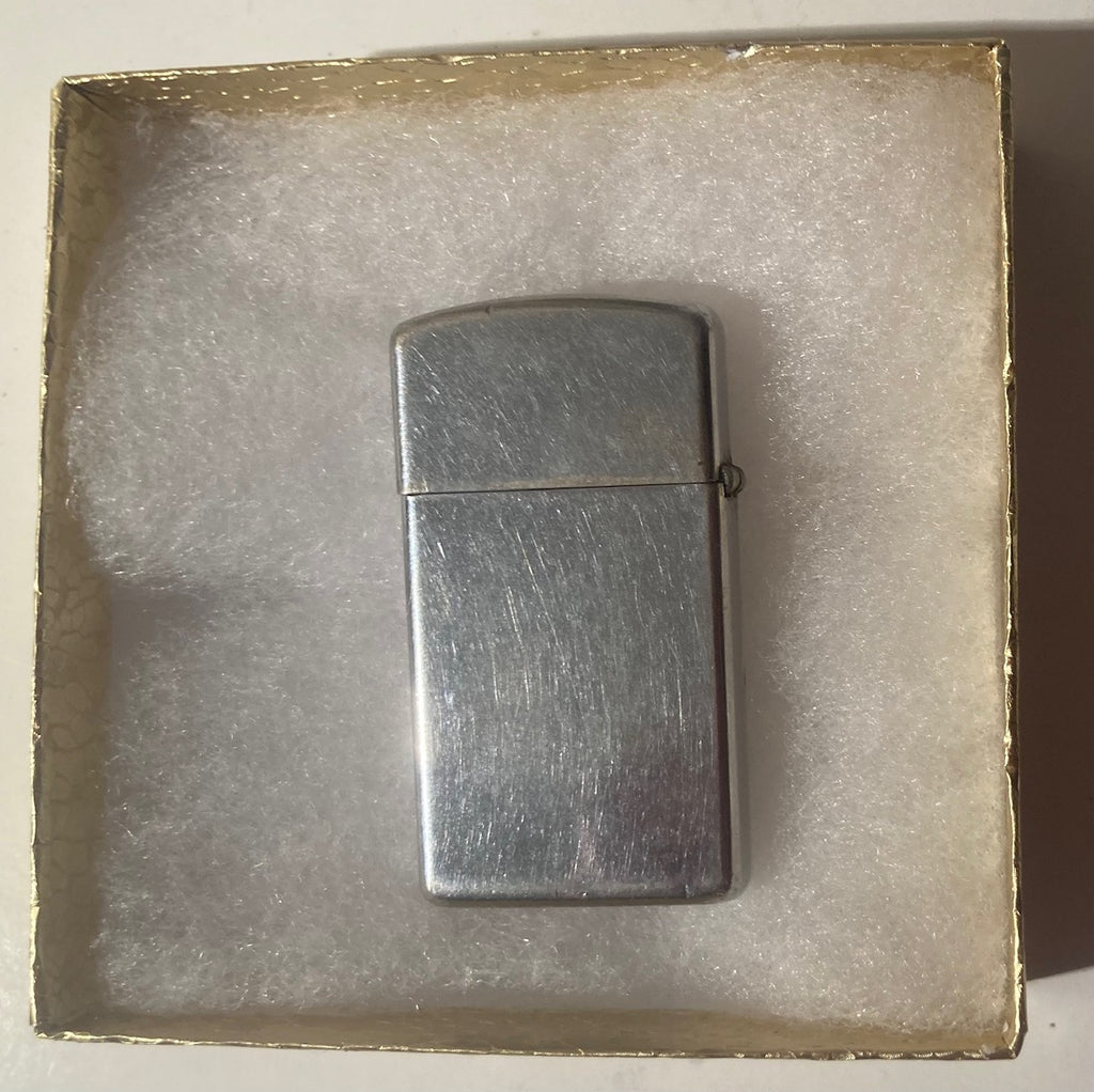 Vintage Metal Zippo Lighter, Slim, Etched, Made in USA, Cigarettes, More