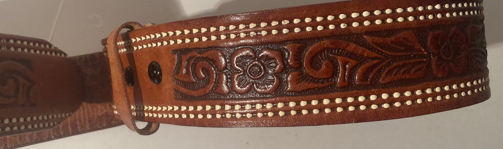 Vintage Leather Belt, Hand Tooled, Really Nice Leather, Heavy Duty, Quality, Size 30 to 34 Country and Western, Western Wear, Heavy Duty, Nice, Quality, Unique, Fashion