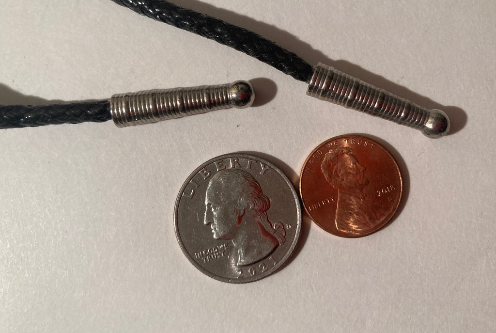 Vintage Metal Bolo Tie, Silver with Nice Black Stone, Nice Design, Quality, Heavy Duty, 2 1/4" x 2", Made in USA, Country & Western, Cowboy, Western Wear, Horse, Apparel, Accessory, Tie, Nice Quality Fashion,