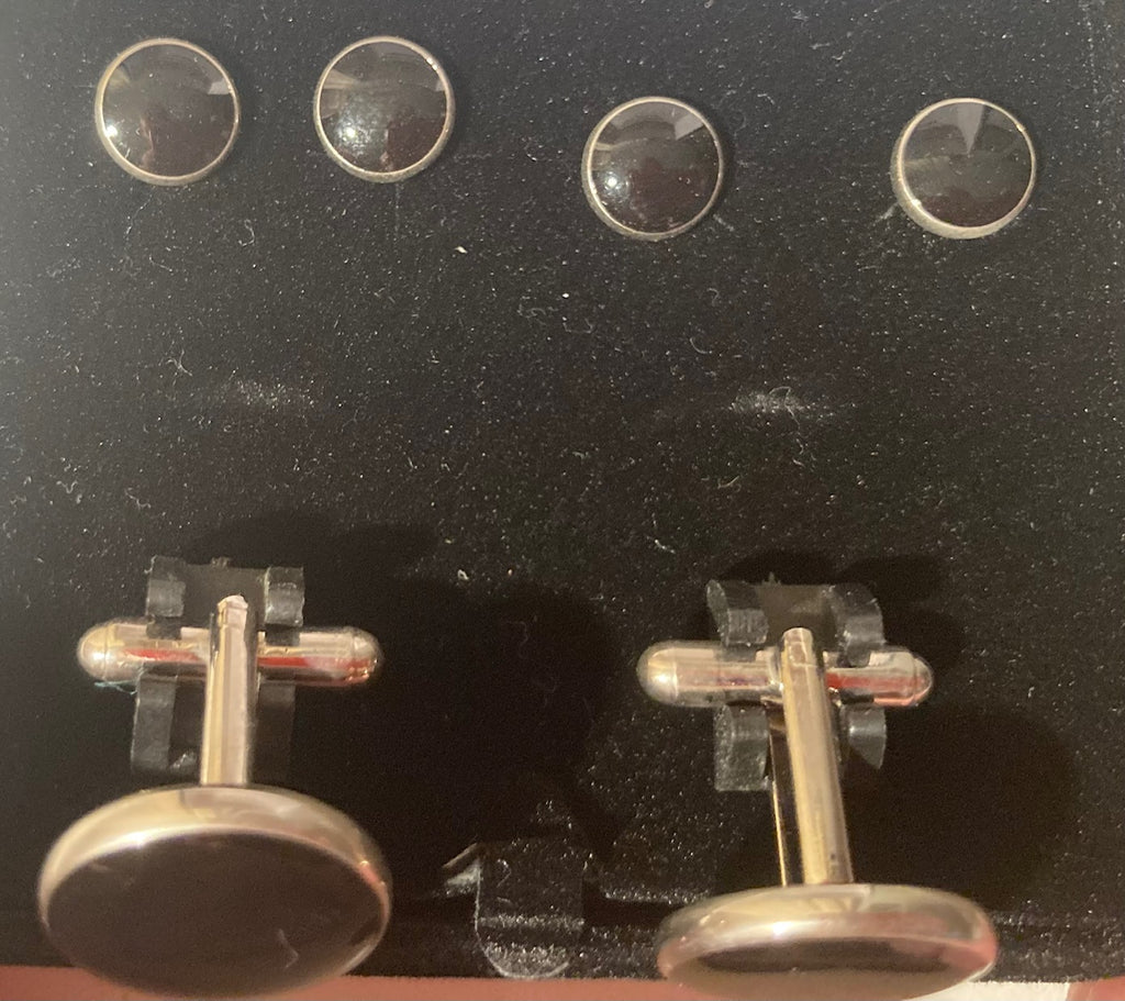 Vintage 6 Piece Set of Nice Quality Italy Vesuvio Napoli Black Only Cufflinks and Studs Set, Fashion, Suits, Business, Quality, Designer, Nice