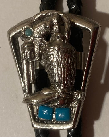 Vintage Metal Bolo Tie, Silver Cowboy Boot and 6 Shooter Design, 1 1/2" x 1 1/4", Nice Design, Quality, Heavy Duty, Made in USA, Country & Western, Cowboy, Western Wear, Horse, Apparel, Accessory, Tie, Nice Quality Fashion