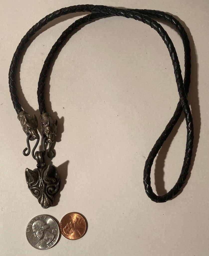 Vintage Metal Bolo Tie, Wolf, Coyote, Dog, Nice Western Design, 1 1/2" x 1", Quality, Heavy Duty, Made in USA, Country & Western, Cowboy, Western Wear, Horse, Apparel, Accessory, Tie, Nice Quality Fashion