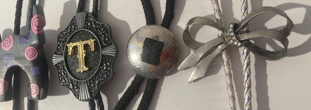 Vintage Lot of 10 Metal Bolo Ties, Nice Designs, Cat,, Buck, Letter T, Quality, Heavy Duty, Made in USA, Country & Western, Cowboy, Western Wear, Horse, Apparel, Accessory, Tie, Nice Quality Fashion, Wholesale, Shipping in the U.S.