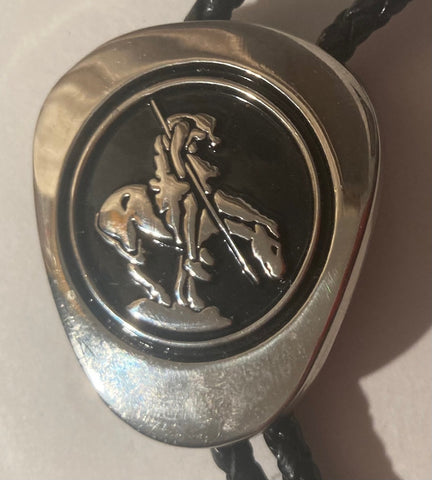 Vintage Metal Bolo Tie, Nice Cowboy End of the Trail, Nice Western Design, 1 3/4" x 1 1/2", Quality, Heavy Duty, Made in USA, Country & Western, Cowboy, Western Wear, Horse, Apparel, Accessory, Tie, Nice Quality Fashion