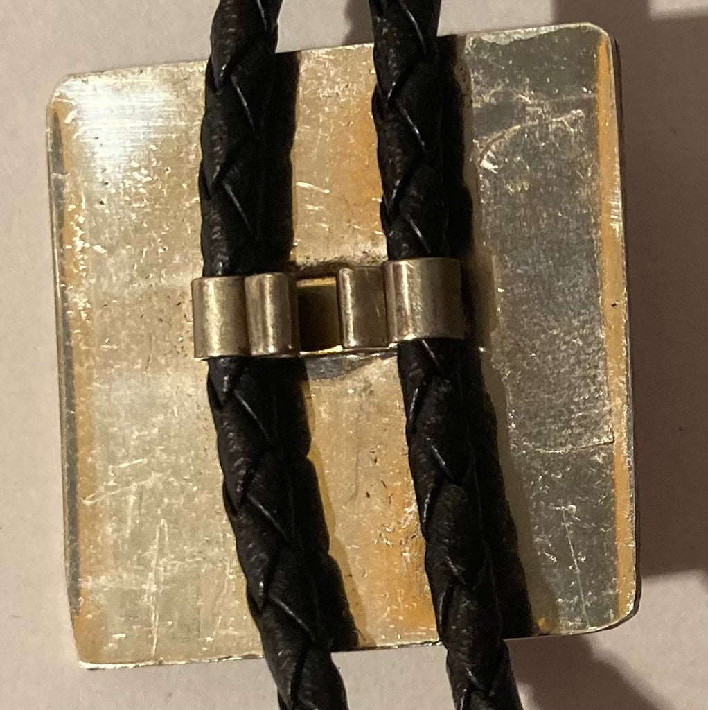 Vintage Metal Bolo Tie, Nice Silver and Brass Design, Nice Western Design, 1 1/2" x 1 1/2", Quality, Heavy Duty, Made in USA, Country & Western, Cowboy, Western Wear, Horse, Apparel, Accessory, Tie, Nice Quality Fashion