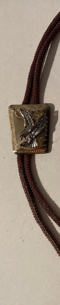 Vintage Metal Bolo Tie, Nice Eagle Design, Nice Western Design, 1 1/2" x 1 1/4", Quality, Heavy Duty, Made in USA, Country & Western, Cowboy, Western Wear, Horse, Apparel, Accessory, Tie, Nice Quality Fashion