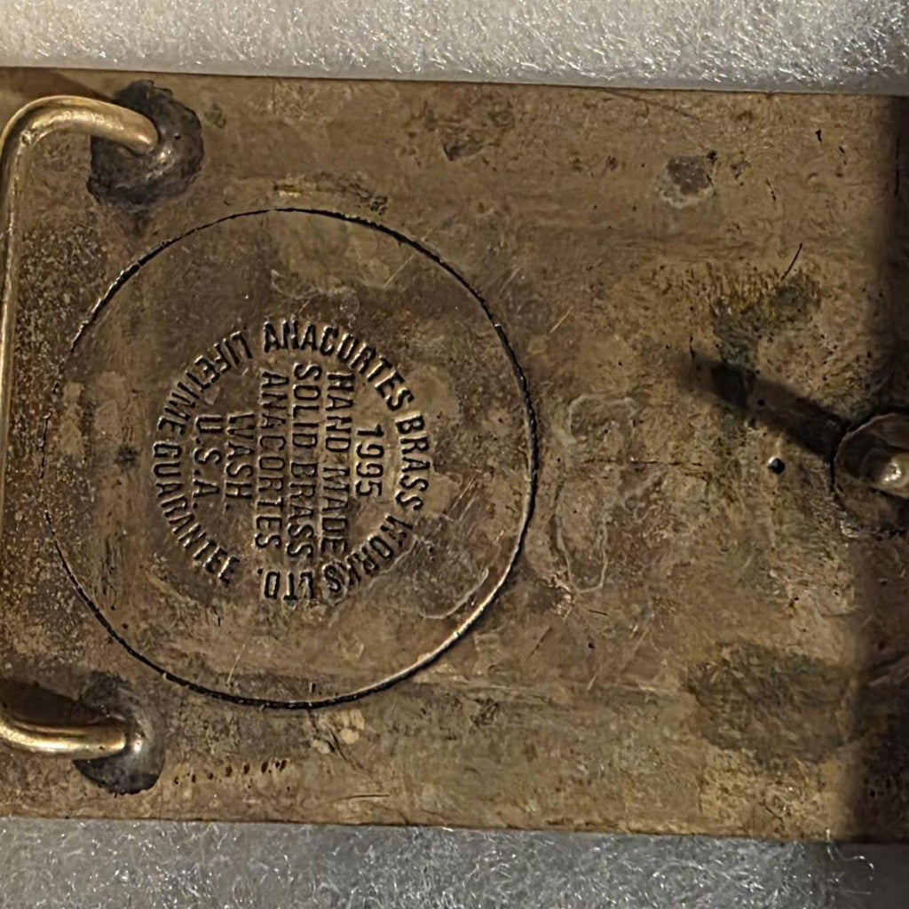 Vintage 1995 Metal Belt Buckle, Brass, Exxon, Clean Fuels Project, Benicia, Parsons, Drilling, Gas, Fuel, Energy