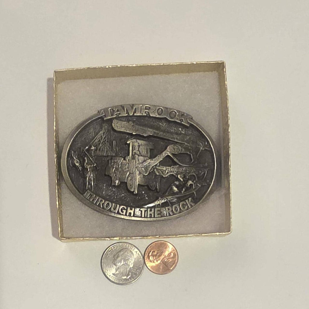 Vintage 1988 Metal Belt Buckle, Tamrock, Through the Rock, Oil Drilling, Energy, Construction, Nice Western Style Design