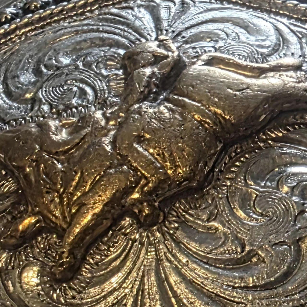 Vintage Metal Belt Buckle, Bull Riding, Cowboy, Rodeo, Nice Western Style Design