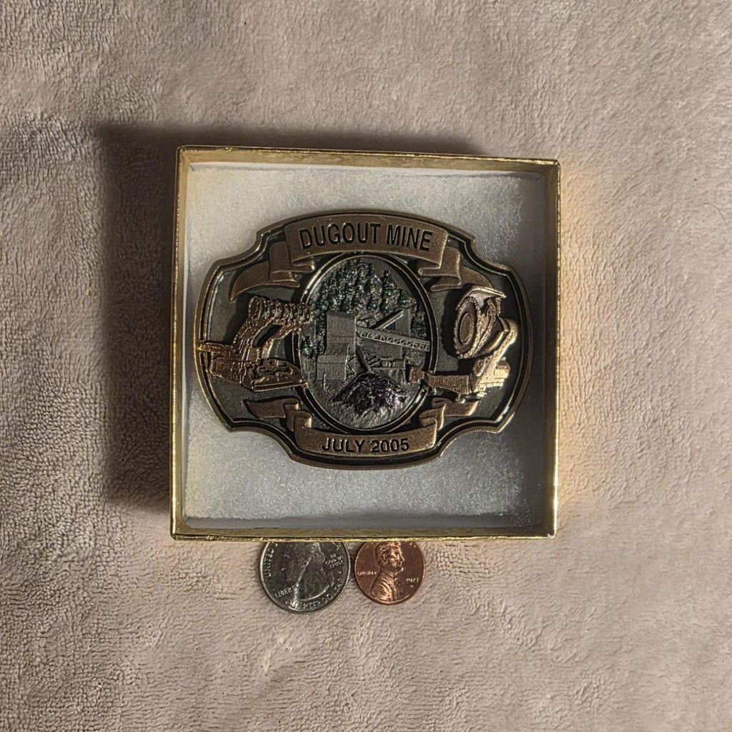 Vintage 2005 Metal Belt Buckle, Dugout Mine, Coal, Energy, Fuel, Fossil Energy