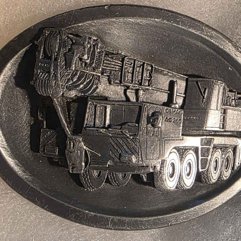 Vintage Metal Belt Buckle, Demag, Crane, Heavy Lifting, Boom Truck, Construction, Nice Western Design