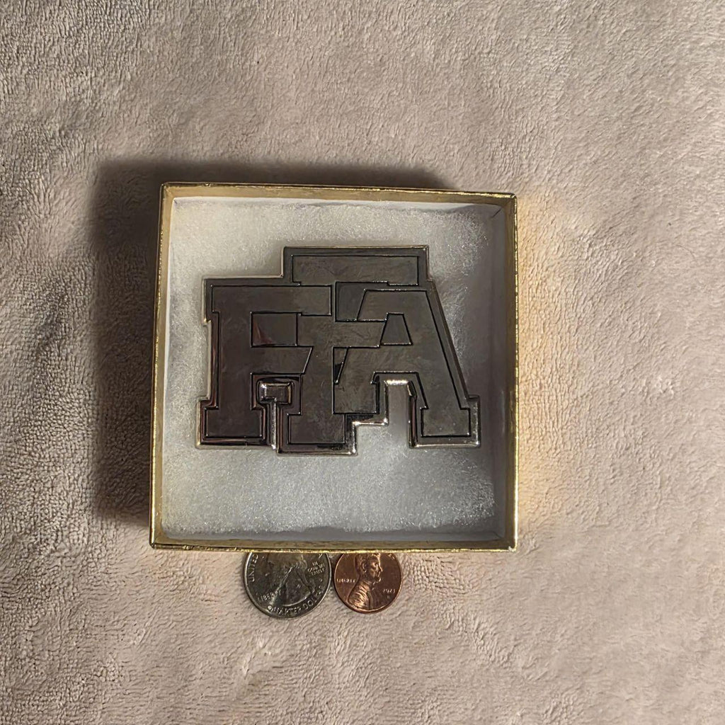 Vintage Metal Belt Buckle, Chrome, FFA, This One Is Very Very Thick Metal, Nice Western Style Design