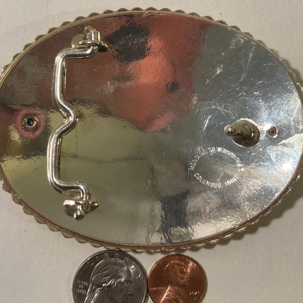 Vintage 2001 Metal Belt Buckle, MBNA America Racing Challenge, See You in Court, Silver and Brass, Horse Racing, Montana Silversmiths
