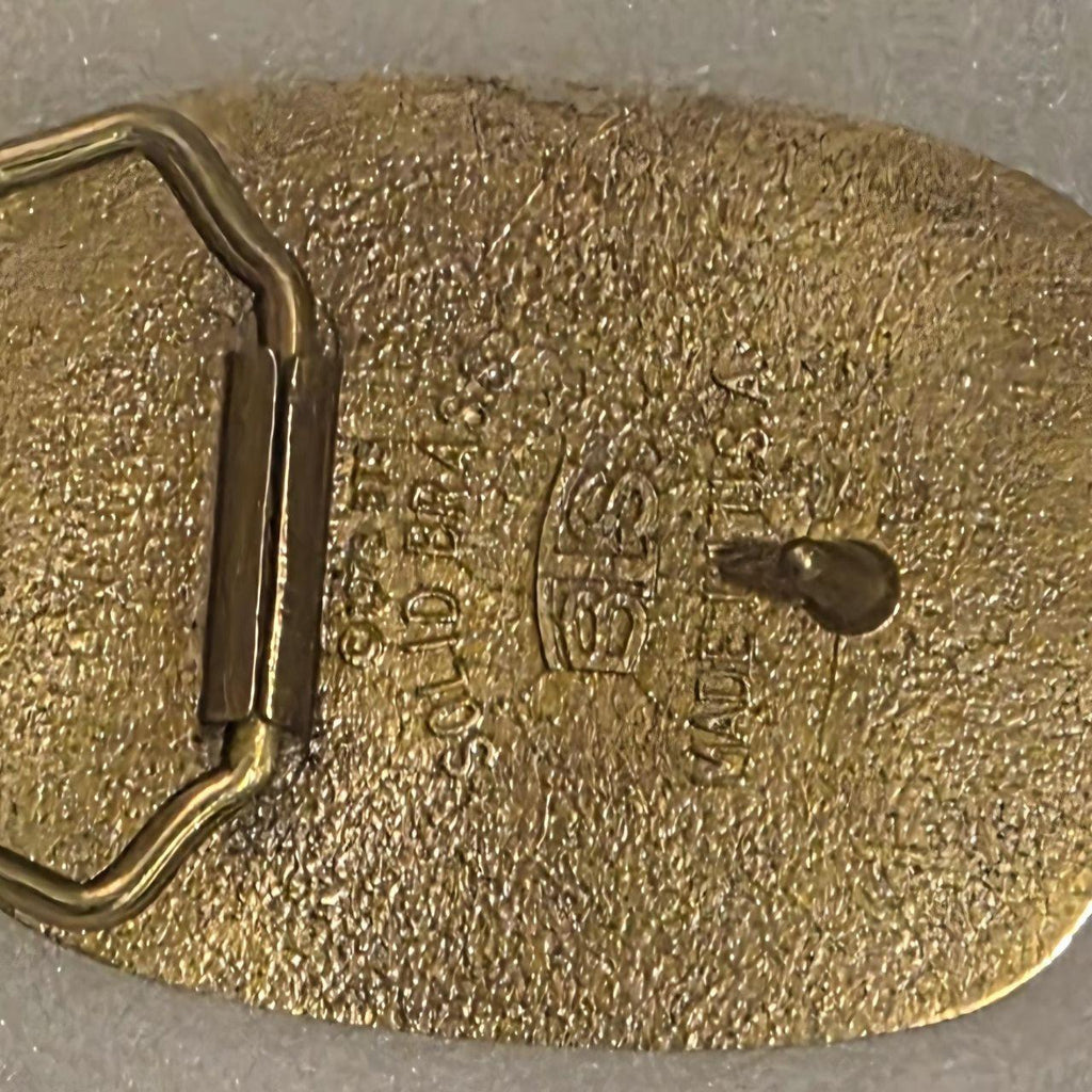 Vintage 1978 Metal Belt Buckle, Brass, Gray Tool Company, Combustion Engineering, Nice Western Style Design