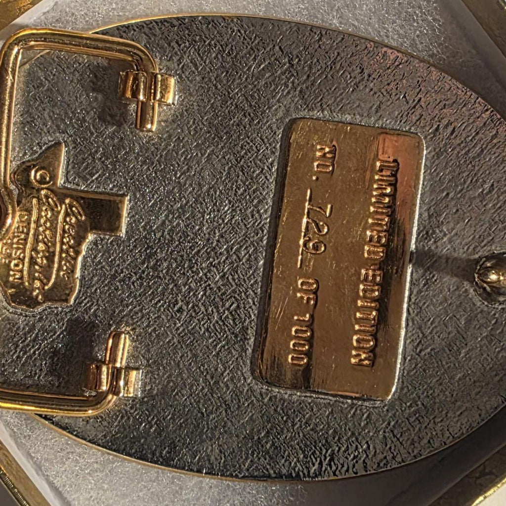 Vintage 1997 Metal Belt Buckle, Silver and Brass, Gold Wing Touring Association, Motorcycle, 10 Years, America and Canada, Texas