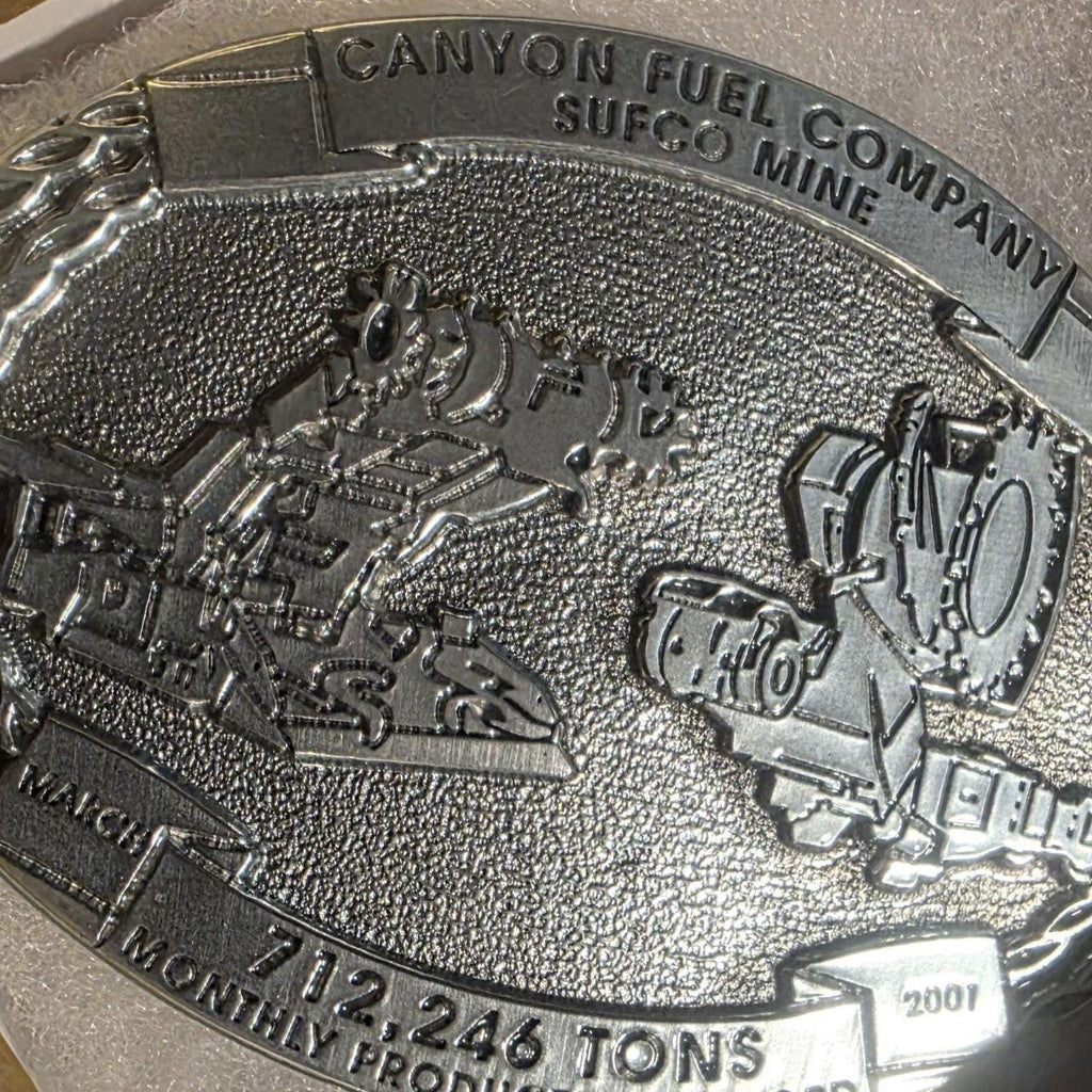 Vintage 2001 Metal Belt Buckle, Canyon Fuel Company, Sufco Mine, Energy, Fuel, Fossil Energy