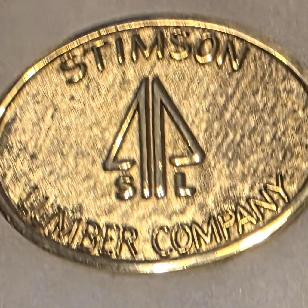 Vintage Metal Belt Buckle, Brass, Stimson Lumber Company, Wood, Timber, Trees, Nice Western Design
