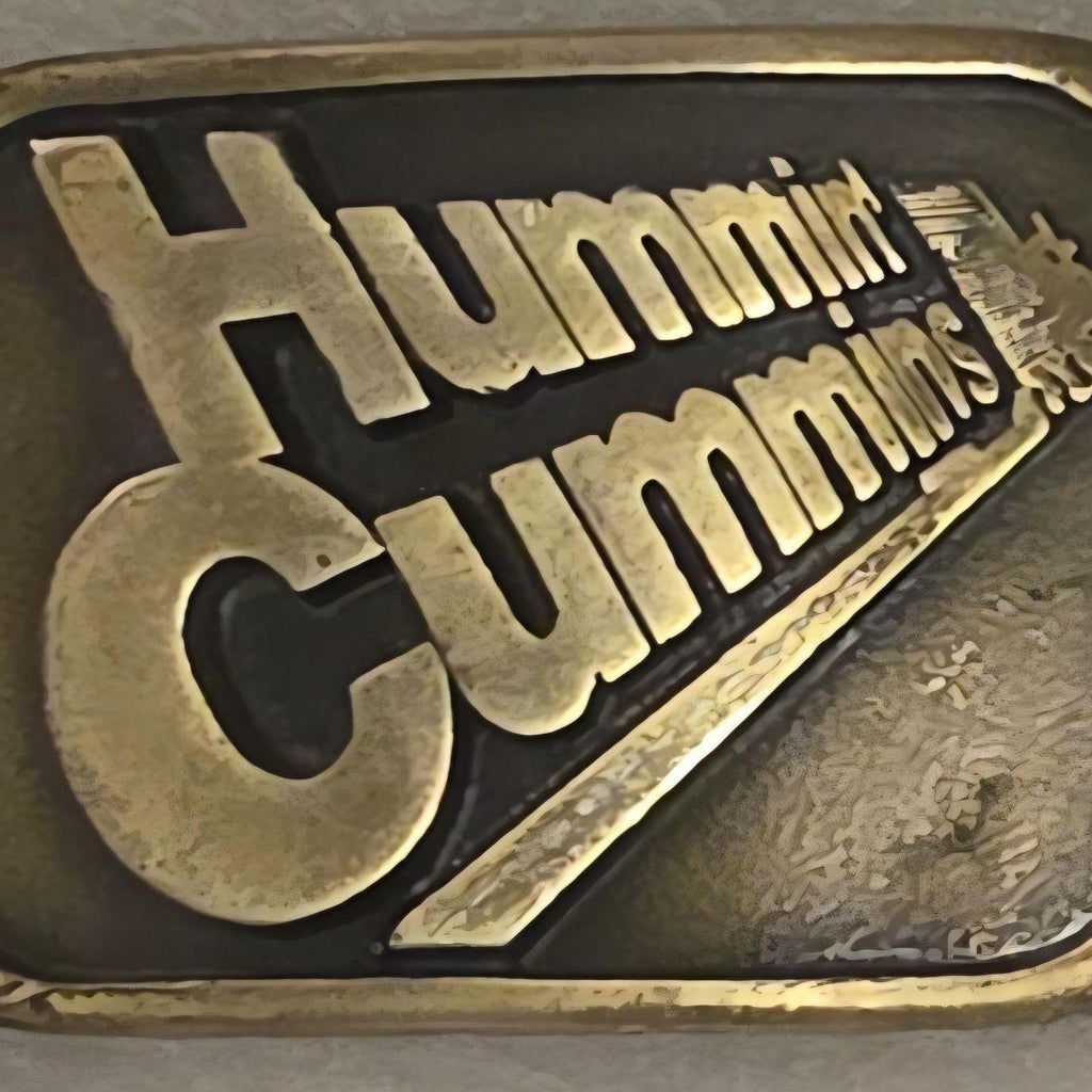 Vintage Metal Belt Buckle, Brass, Hummin Cummins, Trucking, Diesel, Long Haul