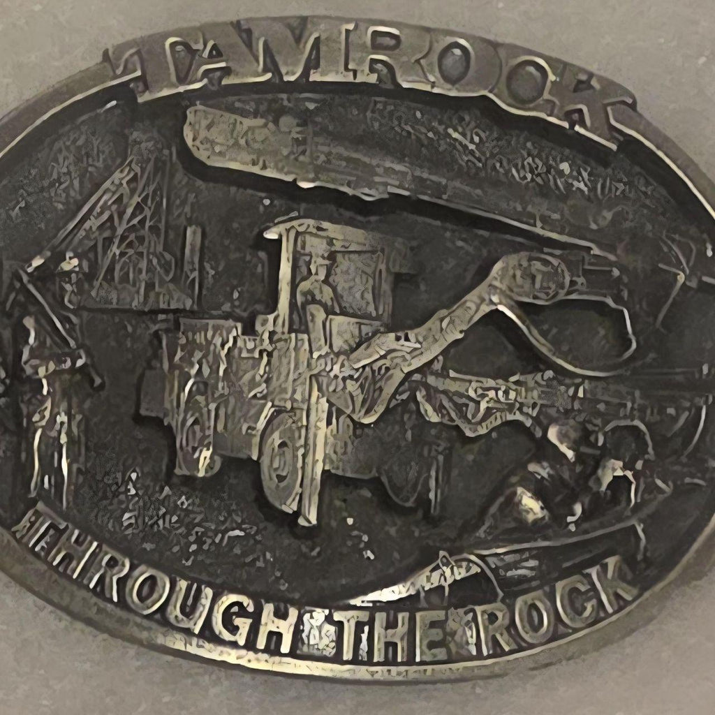 Vintage 1988 Metal Belt Buckle, Tamrock, Through the Rock, Oil Drilling, Energy, Construction, Nice Western Style Design