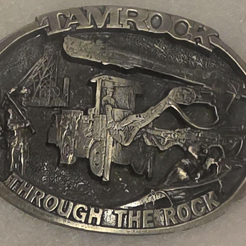 Vintage 1988 Metal Belt Buckle, Tamrock, Through the Rock, Oil Drilling, Energy, Construction, Nice Western Style Design