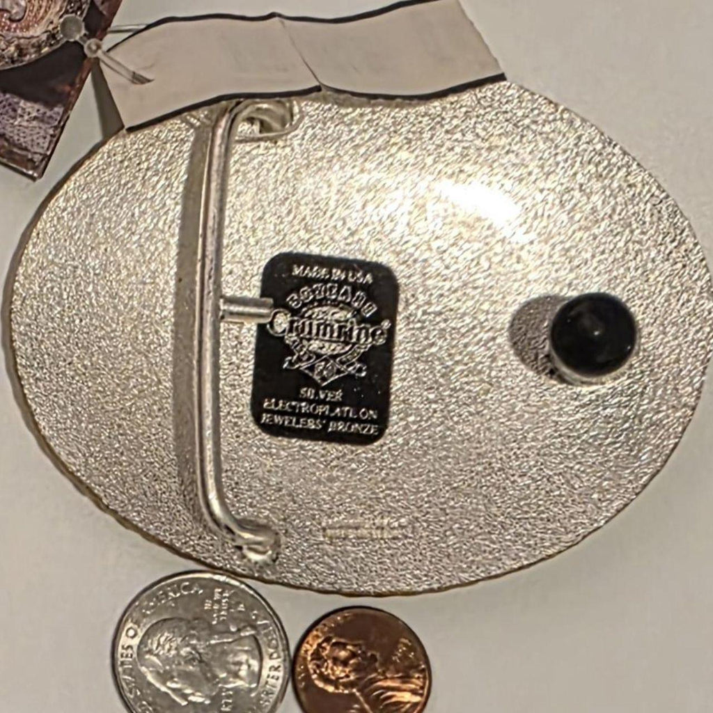 Vintage Metal Belt Buckle, Silver and Brass, Crumrine, Letter A, Initial A, Nice Western Style Design
