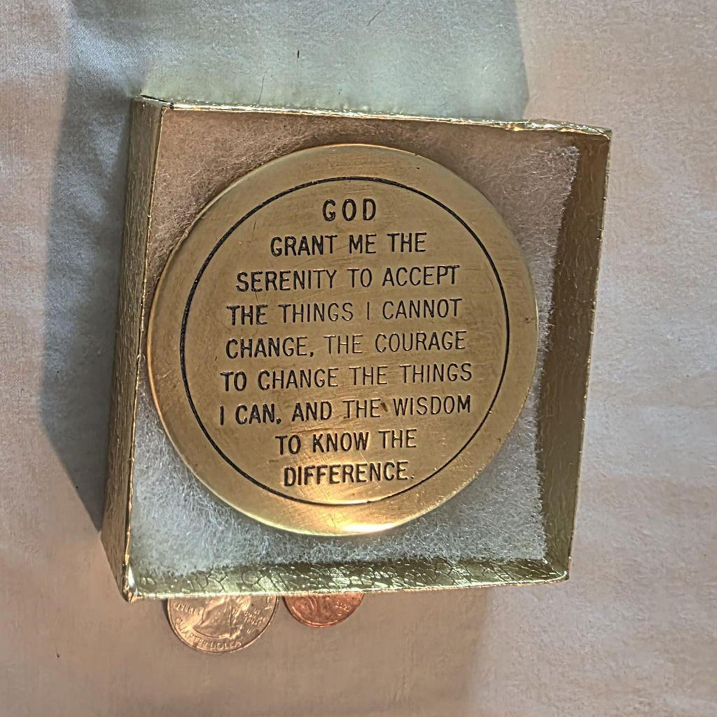 Vintage Metal Belt Buckle, Brass, Serenity Prayer, Church, Nice Western Design