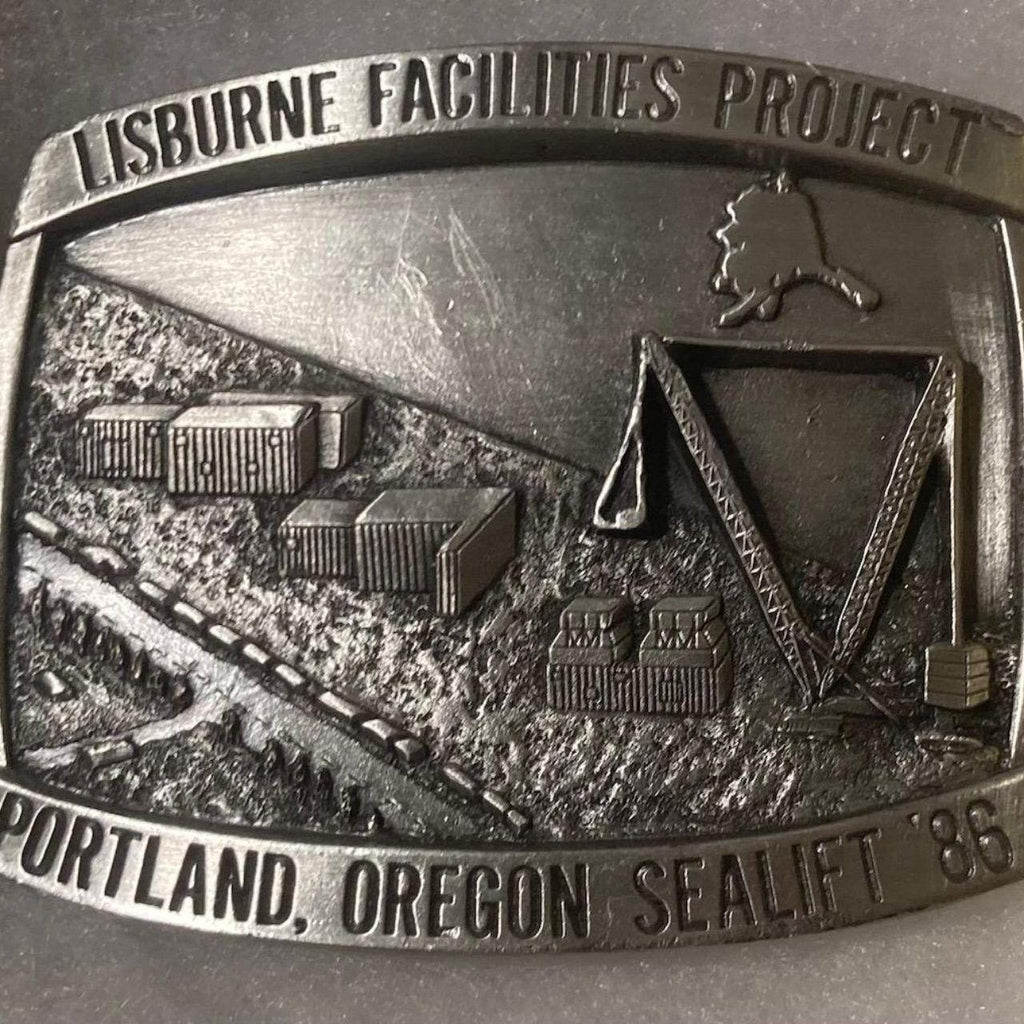 Vintage 1986 Metal Belt Buckle, Lisburne Facilities Project, Sealift, Portland, Oregon, Arco, Gas, Energy, Nice Western Style Design