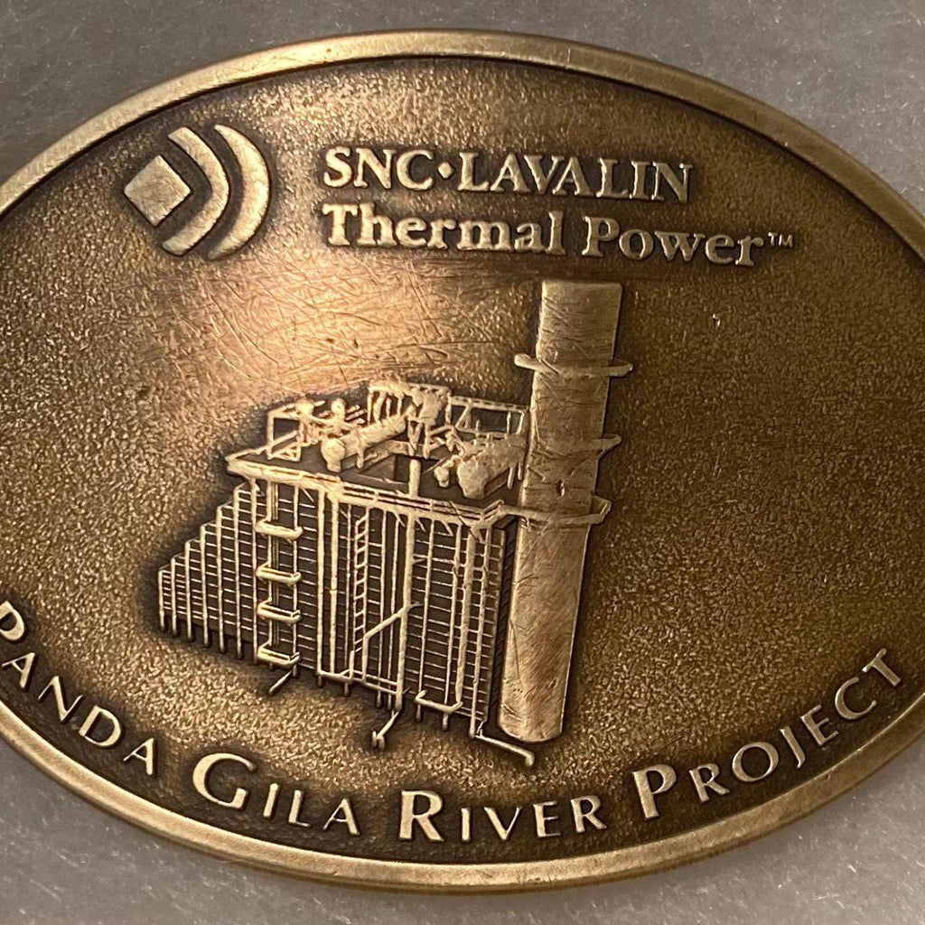 Vintage Metal Belt Buckle, Brass, SNC-Lavalin Thermal Power, Panda Gila River Project, Electricity, Energy, Power, Nice Design