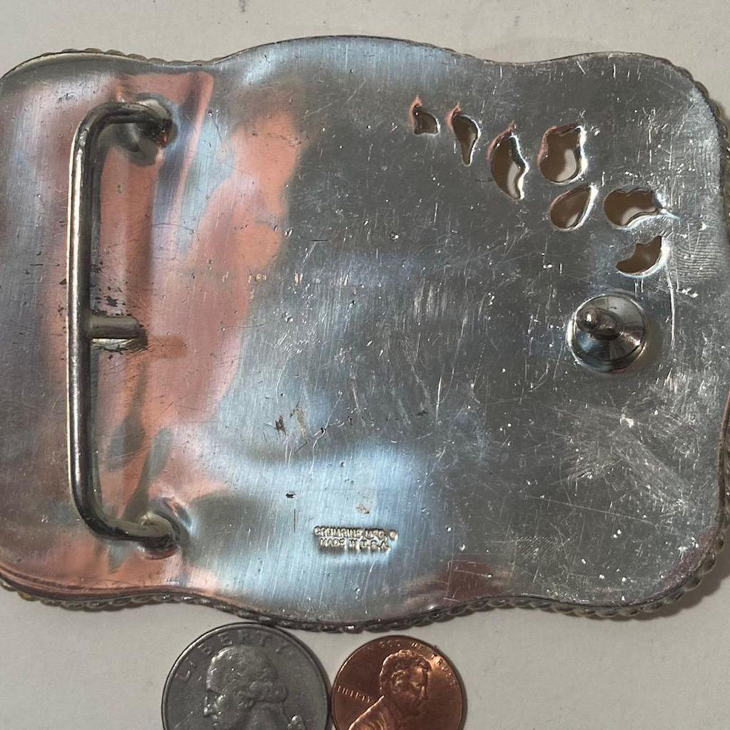 Vintage 2000 Metal Belt Buckle, Silver and Brass, 2000 Champion, Desert Shoot Out, Horse Health Products, FARNAM, Big Size