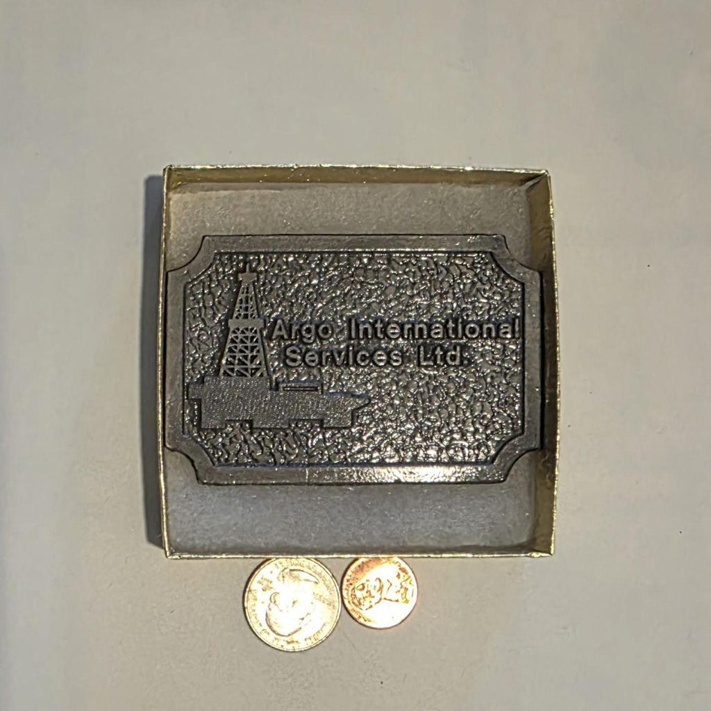 Vintage Metal Belt Buckle, Nice Argo International Services, Oil, Gas, Mining, Marine, More