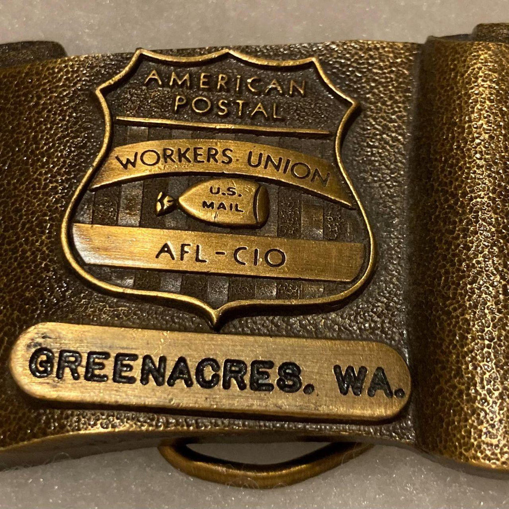 Vintage Metal Belt Buckle, Brass, Post Office, Mail Man, United States Postal Service, Letters, U.S. Mail, Workers Union, Greenacres, WA