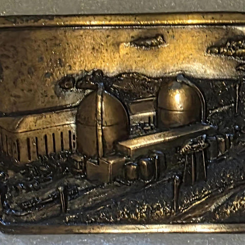 Vintage 1984 Metal Belt Buckle, Brass, Diablo Canyon, PG&E, Nuclear Power Plant, Generating Plant, Nuclear Power Station, Power Company