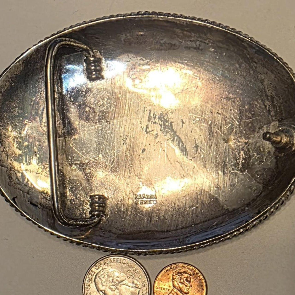 Vintage Metal Belt Buckle, Alpaca Silver and Brass, Letter J, Initial J, Nice Western Style Design