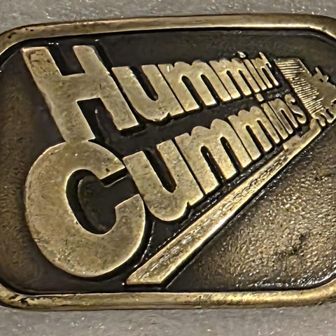 Vintage Metal Belt Buckle, Brass, Hummin Cummins, Trucking, Diesel, Long Haul