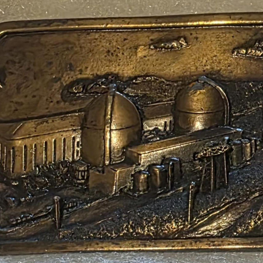 Vintage 1984 Metal Belt Buckle, Brass, Diablo Canyon, PG&E, Nuclear Power Plant, Generating Plant, Nuclear Power Station, Power Company