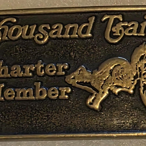 Vintage 1978 Metal Belt Buckle, Brass, Thousand Trails, Charter Member, Camping, RV Life, Nice Western Design