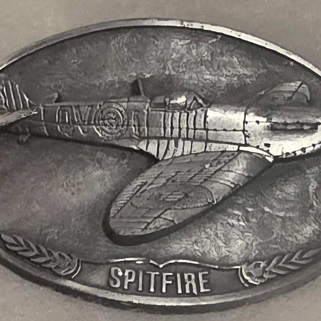Vintage Metal Belt Buckle, Airplane, Spitfire, Military, War, Nice Western Style Design