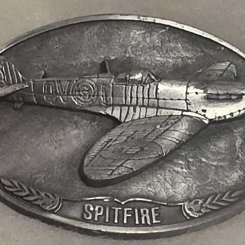 Vintage Metal Belt Buckle, Airplane, Spitfire, Military, War, Nice Western Style Design