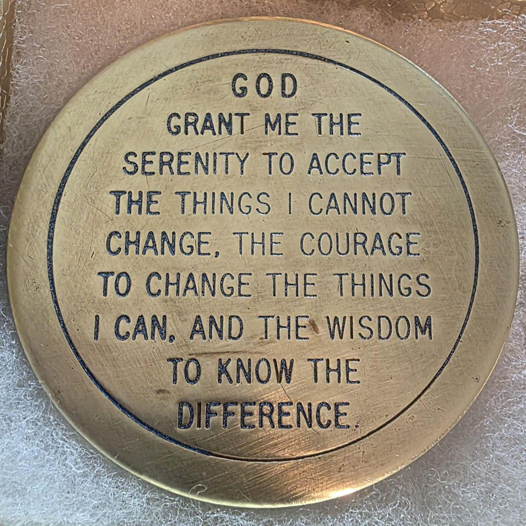 Vintage Metal Belt Buckle, Brass, Serenity Prayer, Church, Nice Western Design