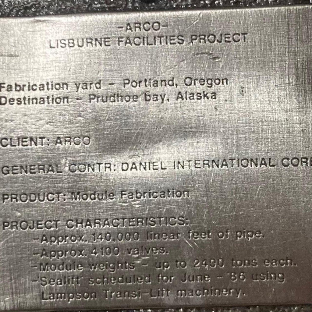 Vintage 1986 Metal Belt Buckle, Lisburne Facilities Project, Sealift, Portland, Oregon, Arco, Gas, Energy, Nice Western Style Design