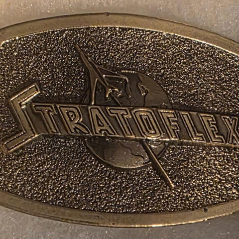 Vintage Metal Belt Buckle, Nice Brass, Stratoflex, Airplanes, Aircraft, Aerospace, Flying