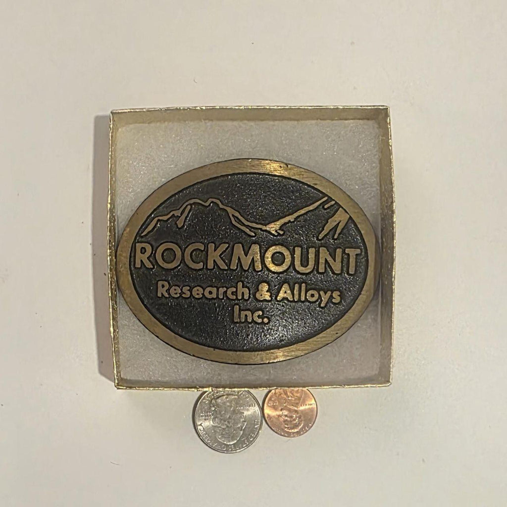 Vintage Metal Belt Buckle, Brass, Rockmount, Research & Alloys Inc., Nice Western Style Design
