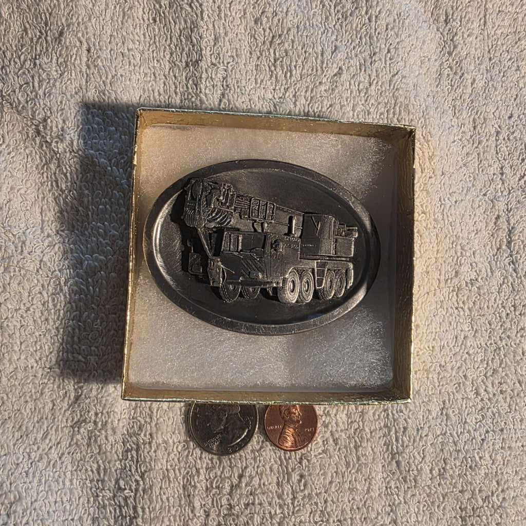 Vintage Metal Belt Buckle, Demag, Crane, Heavy Lifting, Boom Truck, Construction, Nice Western Design
